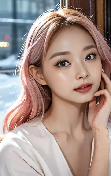 Highest quality、masterpiece、Ultra-high resolution、Photorealistic、Raw photo、One Girl、sexlyな外見、Shoulder hair、The lower half is curled and wild.、cute smile like a model、hair color is blonde、Regular high heels、Double Eyes、Applying mascara、Cute pose like a mode...