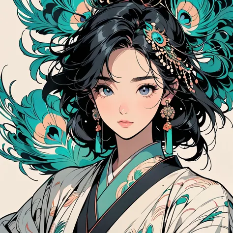 kimono, 完璧なkimono, 詳細なkimono, first-class, Super detailed,(((Super detailedな装飾))),One Woman, Perfect Face, Faint lighting, (((head shot))), Super detailedな髪、(((Sparkling Eyes))),mysterious, The wind is blowing, Panorama, Long Shot,  (((Narrow-eyed beauty))...