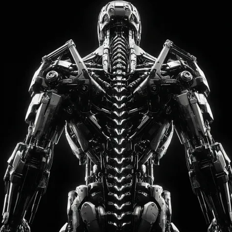 a close up of a robot with a gun in its hand, movie still of a cool cyborg, movie still of a villain cyborg, futuristic robot bo...