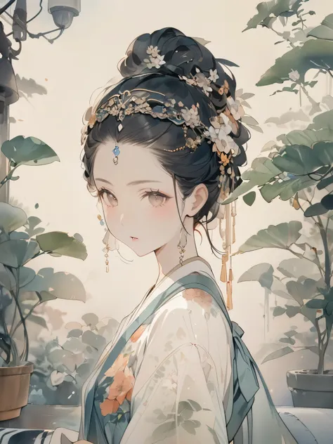 (8K, best quality, masterpiece)，1girl, watercolor (medium), {Practical, original photo, Ultra-fine transparent, image, (Influenced by Yoshitaka Amano&#39;s style:1.6)}, Practical Light, Delicate skin, (Beautiful slim woman, 25 years old, Court Knight:1.5),...