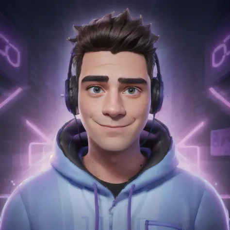 arafed image of a man with headphones on in front of a neon background, nft portrait, twitch streamer / gamer ludwig, profile picture 1024px, high quality portrait, epic game portrait, epic portrait illustration, sakimi, lofi portrait, jody highroller, por...