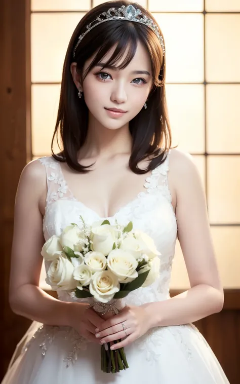 (Highest quality:1.5)、(Realistic:1.5)、(1 person:1.5)、(Medium Shot:1.5)、Very detailed、High resolution、8k wallpaper、、Regular milk、Natural color lips、Cute Smile、Japanese women、20-year-old girl、Beautiful and elegant face、Perfect and beautiful face、big, Balance...