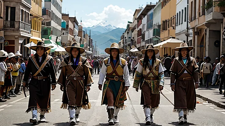 Bolivian indigenous people in marches 