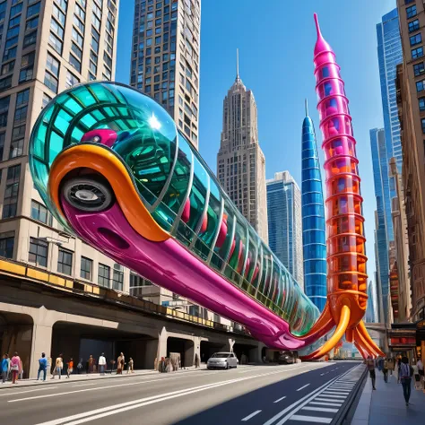 a great futuristic metropolitan made of glass and steel where tall buildings are shaped liked dildos and vehicles are individual...