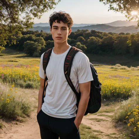 behold fashion editorial photo shot, full body photo, a photogenic charming 23 year old male supermodel, angel face with natural...