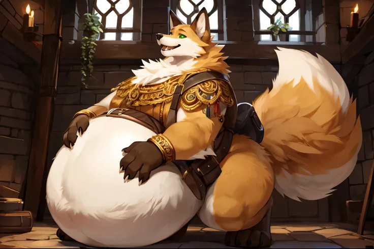 4k ultra quality, 4k full body view,ultra high detailed body,singo person,feral fox, detailed body, white belly fur,big belly, ((round belly)), enormous belly, enormous body, bulge,by mystikfox61, by glitter trap boy, by bebebebebe,by morethreedee, by seib...