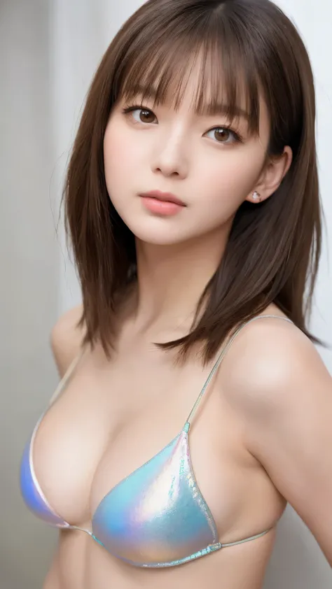 18 year old big breasted Japanese girl、Photorealistic Realism 8K、16K quality、(Extremely absurd quality、Very detailedなディテール、Super Resolution、Clear and sharp focus、Not blurry、(Realistic brown eyes:1.35))、((The perfect dark eyeshadow:1.45))、(Super detailed、Be...