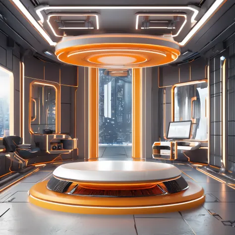 ultra hd，interior scene，unmanned，simple design，cyberpunk，the picture consists of only simple geometric shapes，reduce unnecessary...