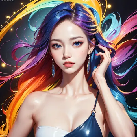 (Best Quality, Masterpiece, Ultra High Definition, High resolution, highly detailed, High Definition Face:1.5), (Vivian Hsu:1.2), 20-year-old woman, 1 beautiful woman, (Neon Color Fashion, colorful fashion, Colorful Style, Vibrant colors:1.3), beautiful ey...