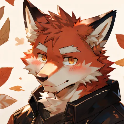 masterpiece，high quality，perfect anatomy，furry，anthro fox，white and red fur，male， niji5，brown pupils，bright eyes，blush，naked，detailed face，by kiyosan，close up face