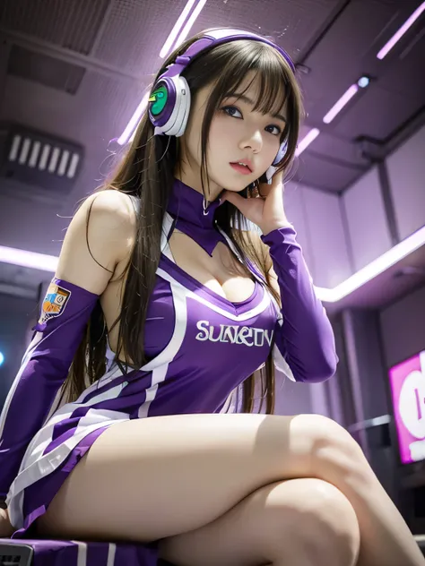 (Raw quality), Highest quality、masterpiece、Ultra-high resolution、(Photorealistic:1.4)、Raw photo、1 Girl、14 years old, Glowing Skin、headset、((Ultra-Realistic Details))、Portrait、Global Illumination、Shadow area、Octane Rendering、8k、Ultra Sharp、((Delicate body t...