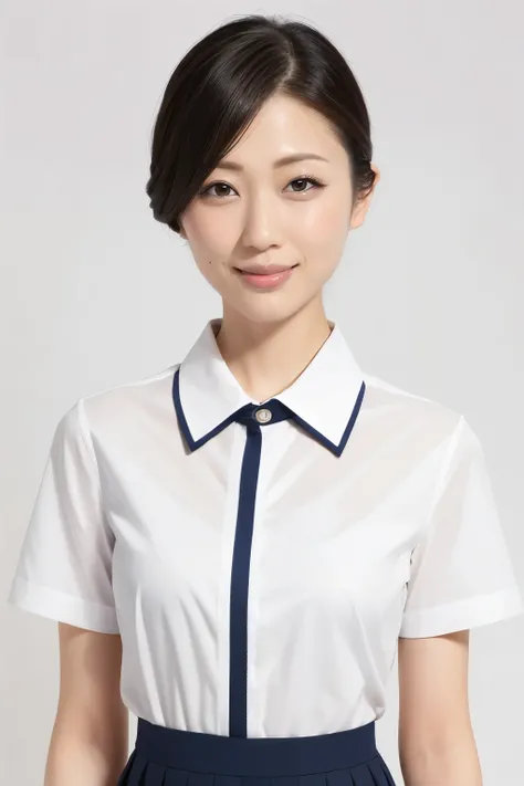 (highest quality、tabletop、8k、best image quality、award-winning works)、beautiful school girl、(white polyester collared shirt:1.2)、...