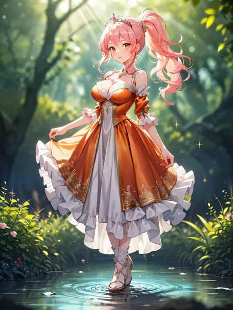 (((masterpiece))), (((best quality))), (((ultra detailed))), ((an extremely delicate and beautiful)), (unity 16k wallpaper), (Moe anime art style:1.3),
BREAK
(((solo princess young face))), (18 years old), (huge breasts cleavage focus), sweat on the ches...