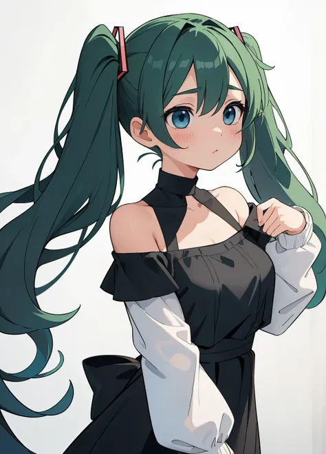 (masterpiece、Highest quality、Highest quality、Official Art、Beautiful and beautiful:1.2)、(One girl:1.3)Hatsune Miku、Twin tails,Beautiful breasts,(masterpiece),(Highest quality:1.2),One Girl,(Masseter muscle area:1.3),Exquisite detail, Highest qualityの8K解像度, ...