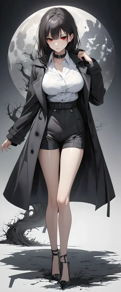 theme:black trench coat, 
professional spray work,  detailed and intricate brushwork, detailed and clear depiction, anatomically...