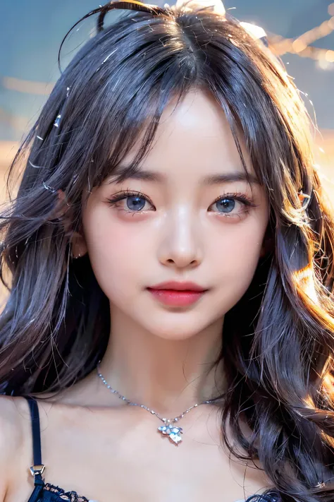 travel (There are only slim shoulder straps, ultra low cut top)( Can be viewed very close ) face view , See-through clothes (((An open-air paradise)))(Cover your chest with your hands. ,topless),Hair flower decoration, petals flying in the air ,Slightly po...