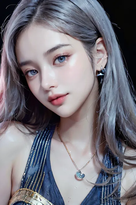 travel(denim suspenders)t-shirt(high ponytail)(There are only slim shoulder straps, ultra low cut top)( Can be viewed very close ) face view , See-through clothes (((An open-air paradise)))(Cover your chest with your hands. ,topless),Hair flower decoration...