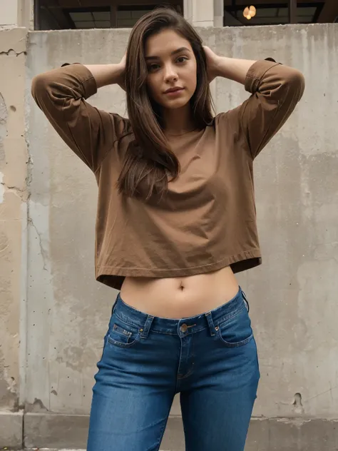 Girl Brown with Jeans