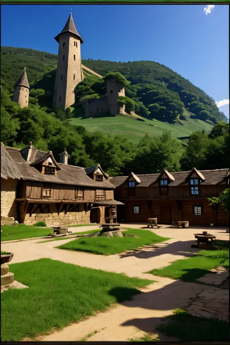 Generate a medieval isekai village