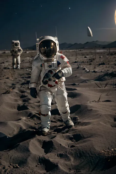 astronaute qui marche sur la lune