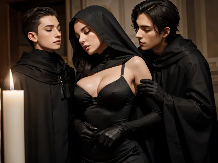 amazing portrait of a two young boys and a sweaty and soaked leather nun passionately making hard penetration sex , she want onl...