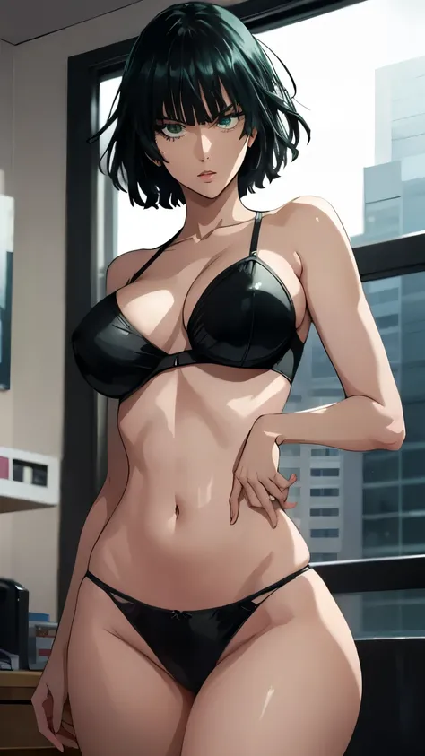 Best Quality,8k,high resolution,Masterpiece:1.2), (ultra detailed), (NSFW is not safe for artwork), (semi - naked) (Fubuki) (One Punch Man Setup), (pose sexual), (realist,photorealist,fotorrealista:1.37), (High DefinitionR,High Definition), (portrait), (vi...