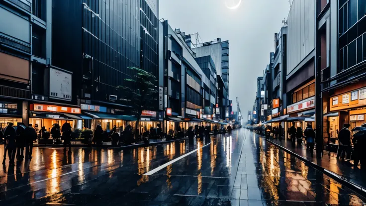 rain, city, night, tokyo ragii, moonlight.