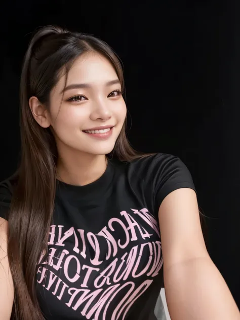 a close-up of a woman with long hair and a black shirt, lovely smile, lalisa manobal, nodded, beautiful and smiling, profile picture, Nivanh Chanthara, jossi de blackpink, 3 0 year old woman, 30 year old woman, profile picture, with a beautiful smile, port...