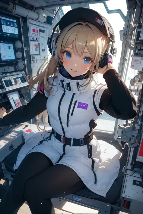 masterpiece, highest quality, high resolution, breasts, 20yo,1 girl,(solo):2,,blonde hair,(inside space station):2,flying:2,floatong:2,zero gravity,wind:1.5,anime lovelive style,
BREAK
headphone,(futurstic tight-fit bodysuit):2,(shiny silver long downvest...