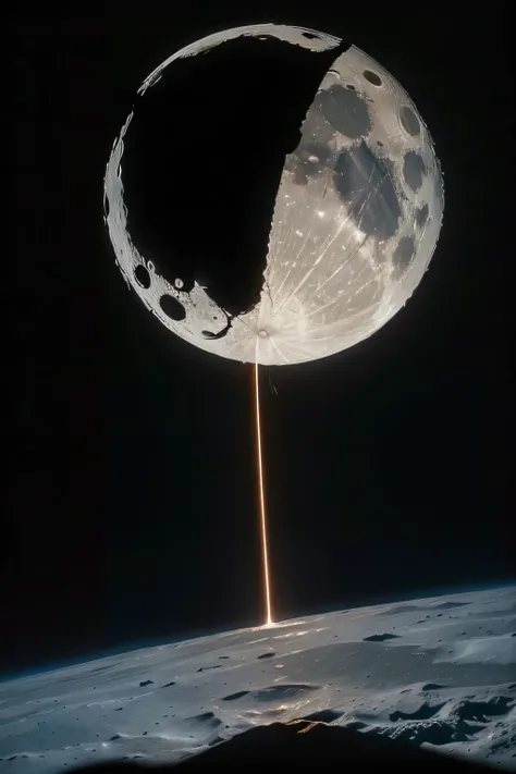 I need an image showing a probe leaving the Moon on its way to Planet Earth. the image must be realistic