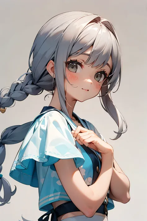 (No background), ((cute)), (Gray Hair), (Braid), , summer