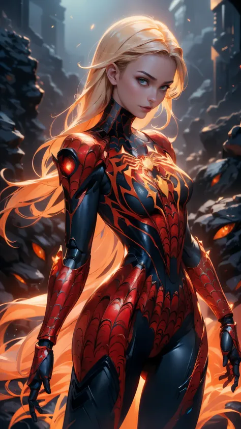 (1girl:1.3), Solo, (((Very detailed face)))), ((Very detailed eyes and face)))), Beautiful detail eyes, Body parts__, Official art, Unified 8k wallpaper, Super detailed, beautiful and beautiful, beautiful,(BodySuit látex Spiderman cyborg transparent :1.4),...