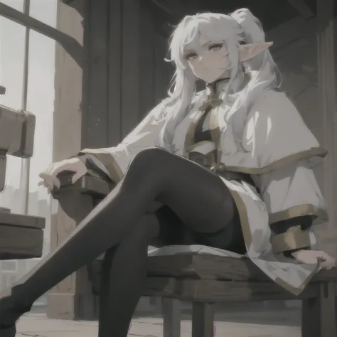 anime - style image of a woman sitting on a bench with a sword, artwork in the style of guweiz, guweiz on artstation pixiv, elf girl, guweiz on pixiv artstation, fanart best artstation, a portrait of an elf, wlop and sakimichan, dressed like a cleric, guwe...