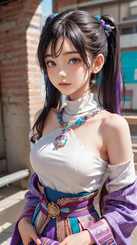 (Absurd, High resolution, Super detailed), (One girl:1.3), Twin tails, Purple Hair, break , Glitch Art, Digital Distortion, Pixelated Fragments, Data Corruption, Colorful Noise, Visual clutter, contemporary aesthetics break , Enamel Art, Glass-like surface...