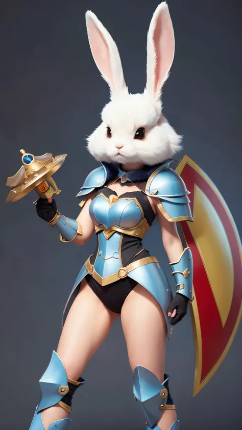 Cute rabbit in cartoon style armor  