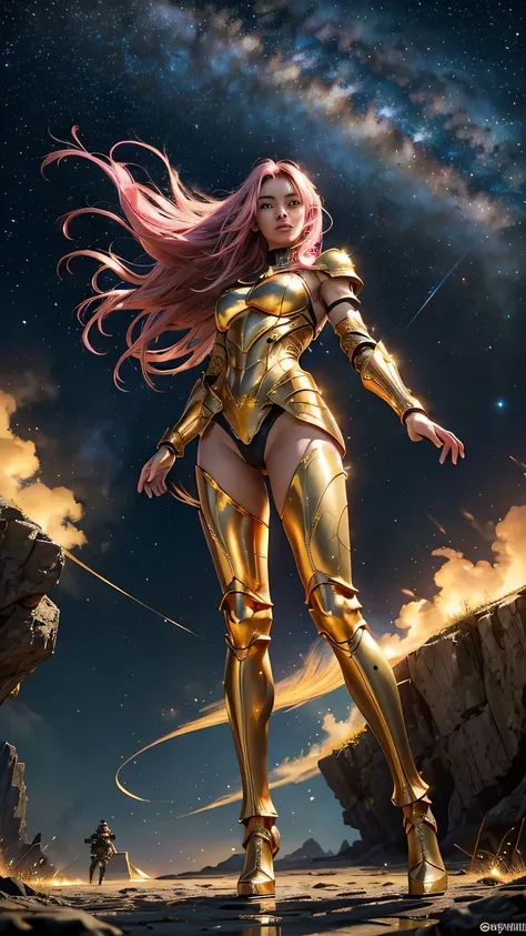 ((best quality)), ((masterpiece)), (ultra detailed lights), ((full body shot)), ((skinny body)), indonesian girl, extremely beautiful, ((slim body)), thighs gap, ultra face details, 20 years old, ((pink curvy-hair)), ((hair blown by strong winds :1.3)), Aw...