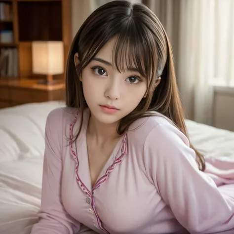 (Best-quality, Masterpiece, Ultra-High-Resolution, (Photorealistic:1.7), Raw Photo, depth of field, professional lighting, perfect anatomy, extremely details), 1girl, 15-years-old, the most famous Japanese idol, (extremely cute face like the most popular J...