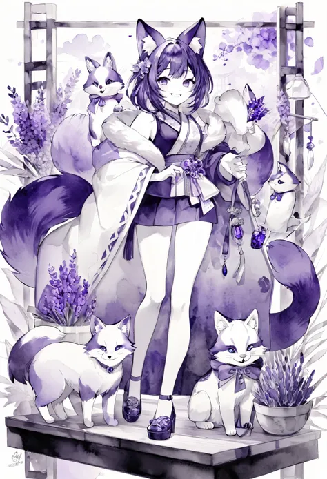 monochrome, watercolor, highres, top quality, best quality, paid reward available, High-quality illustrations, unparalleled masterpiece, perfect artwork, absurdres, 1girl, kemono, furry, detailed body fur, animal face, animal hand, Archaic Smile, holding a...