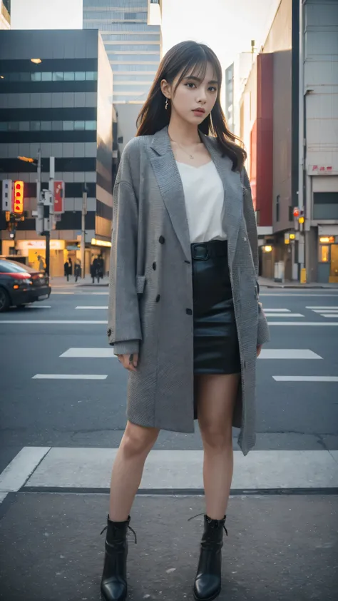 Tokyo、Street、Fashion Snap、real、snapshot、Stylish、Fashion Model、Mode Fashion、In front of the building wall、(best quality,4K,8K,highres,masterpiece:1.2),ultra-detailed,(realistic,photorealistic,photo-realistic:1.37),HDR,studio lighting,sharp focus,