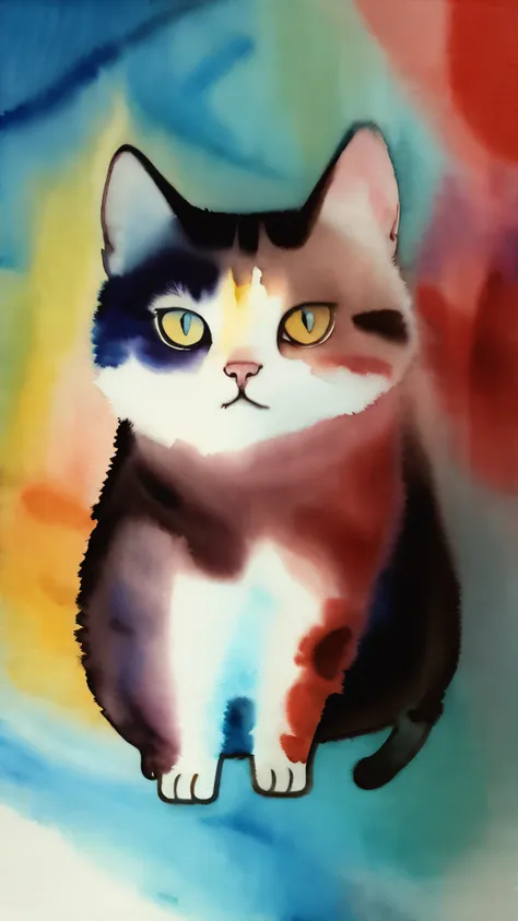 (masterpiece:1.2, highest quality),(super detailed),(((watercolor))),8k,wallpaper,cat