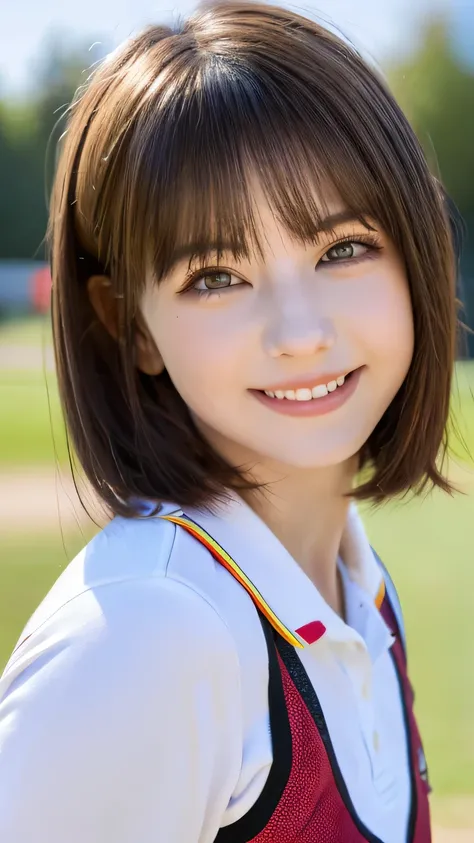 tabletop shot , Best picture quality (8K, high resolution, Masterpiece: 1.2), super detailed,  215 Short Hair, 16-year-old woman, 

Archery player、game



, random cute pose ,big eyes ,Puffy eyes ,  Heart Pupil, blush  , huge shy smile , salute

