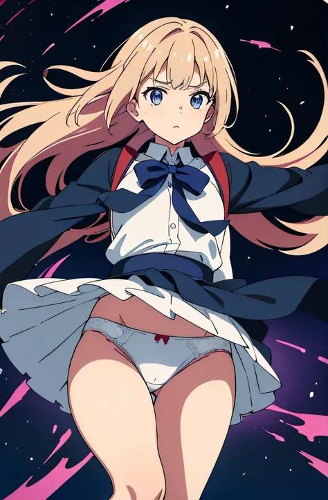 Soundless Kyoko Low Angle、Long skirt、

Navy blue skirt Holding the skirt that is being blown up by the strong wind with her hands Long skirt uniform、The color is dark blue、

、A skirt that flips up in a strong wind A bright white anime plain white panties、T...