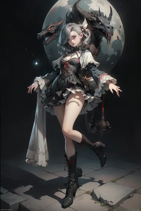  ((best quality)), ((masterpiece)), (detailed), very skinny, prominent collarbones, skinny arms, flat stomach, visible hip bones, red and white clothing, Bloodborne inspired, occult aesthetic, occult, detailed and intricate steampunk and detailed gothic, N...