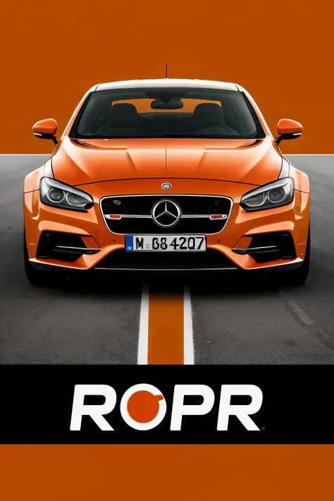 Create a logo with car background with words "Team RR" in it color orange and silver 