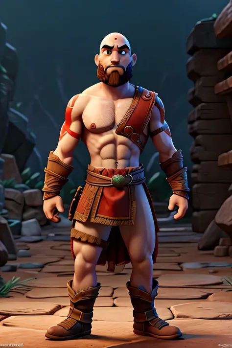 Kratos, the god of war fighting Style: Disney pixar 3d animation