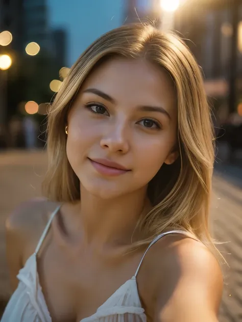 (28 mm lens, high angle shot)1 woman, 23 years old, american, beautiful, ((upper body selfie, happy)),  beautiful backlight,mast...