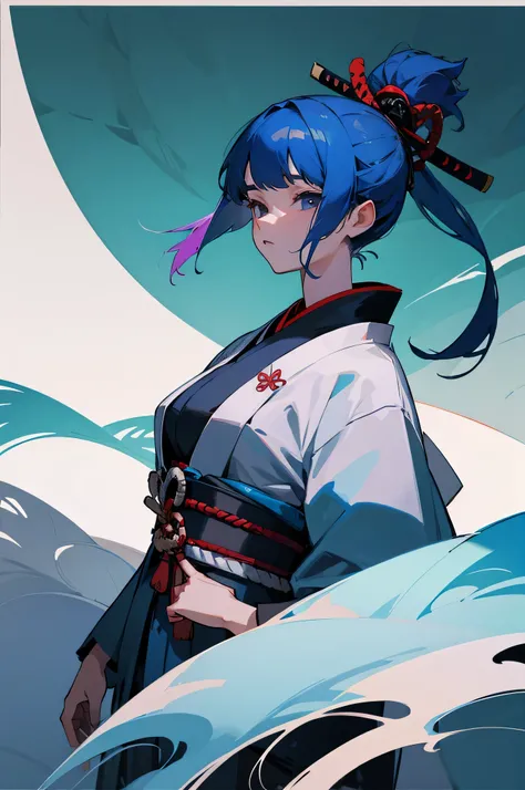 Female , Haori, Samurai Clothing, Forest Background, Blue Hair