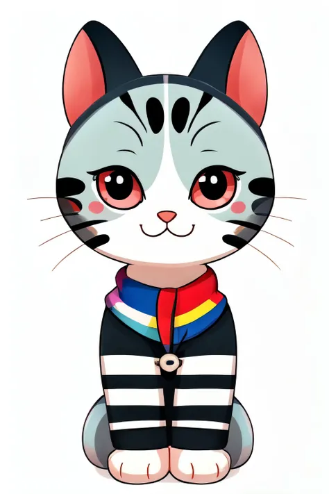 a minimalistic cute 

American Shorthair cat icon in kawaii style isolated on a white background, for a childrens book