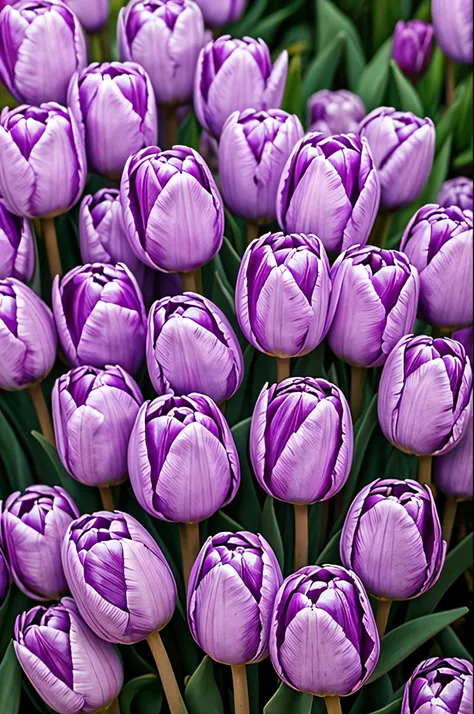 many lilac tulips