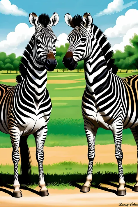 ((Best Quality)), ((Masterpiece)), (detailed), zebras in cartoon